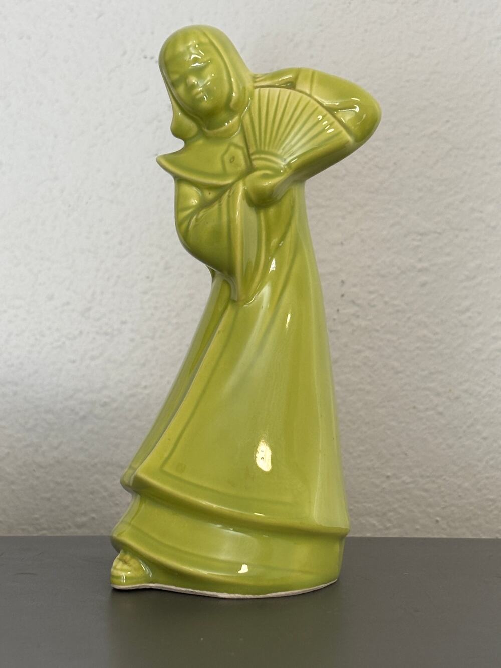 Vintage 1949 MCM Klein Chartreuse Green Oriental Asian Lady Figurine